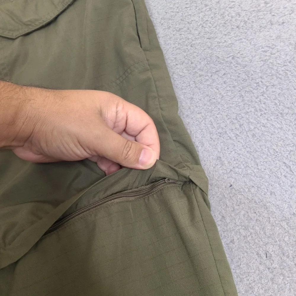 Vintage LL Bean Convertible Pants XL 44x34 Green Hiking Fishing Nylon Ripstop‎